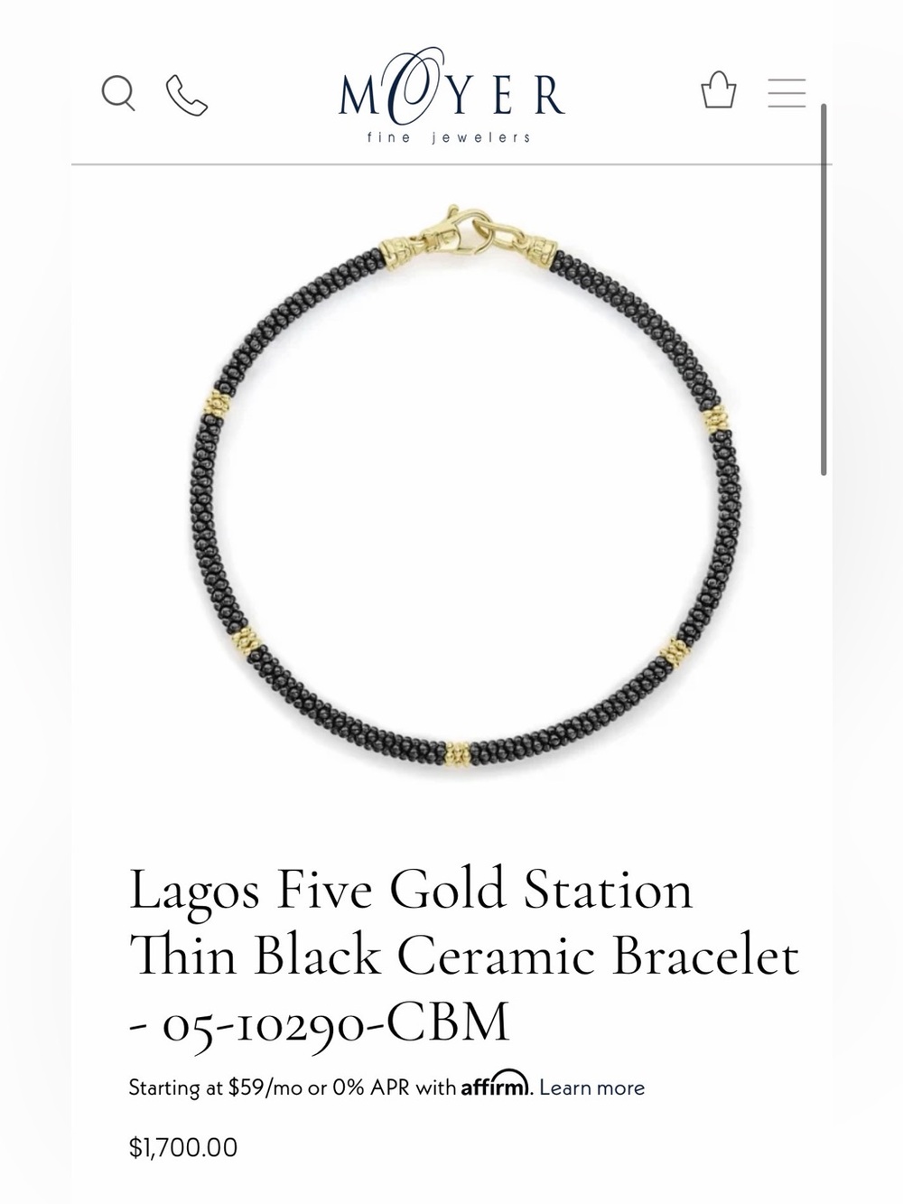 Lagos 18k gold station and black ceramic bracelet